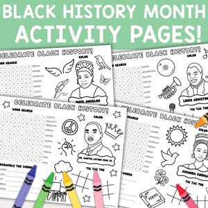 Black History Month Activity Placemats | Notable African American Leaders Coloring Pages | Printable PDF