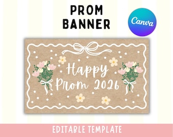 Floral Abschlussball Girlande 2026 | Happy Abschlussball Banner | Bearbeitbare Canva-Vorlage (Digitaler Download)