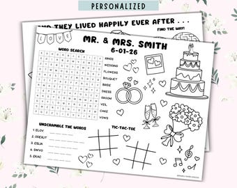 Manteles individuales personalizados para actividades de boda / Juegos infantiles para la recepción (Descarga digital)