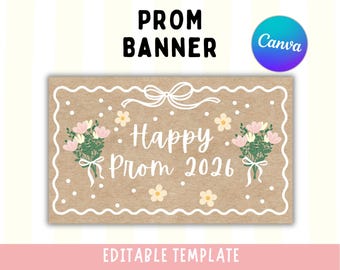 Floral Prom Banner 2026 | Editable Canva Template (Digital Download)