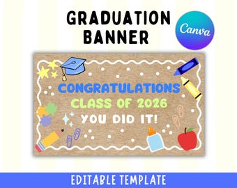Preschool Graduation Banner | Editable Canva Template (Digital Download)