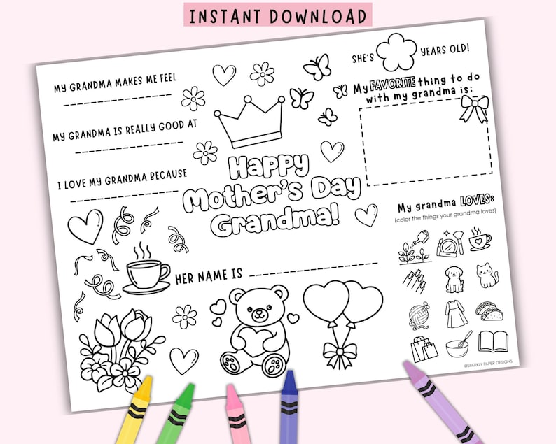 All About Grandma Coloring Page | Mother's Day Activity for Kids ...