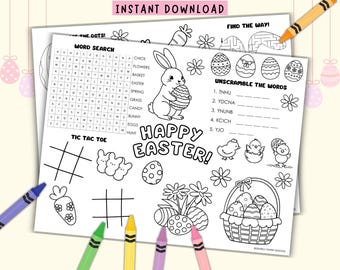 Dibujos para colorear de Pascua / Actividad para colorear para niños / PDF imprimible