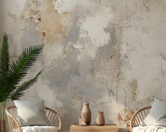 Limewash Texture Peel and Stick Wallpaper: Wabi Sabi Accent Wall Mural