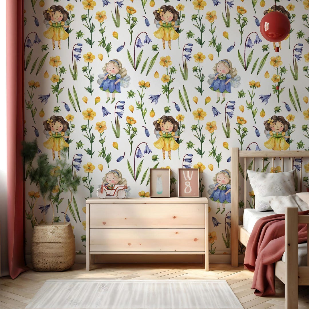 Floral Nursery Wallpaper Mural: Whimsical Fairy Tale Peel and Stick - Etsy