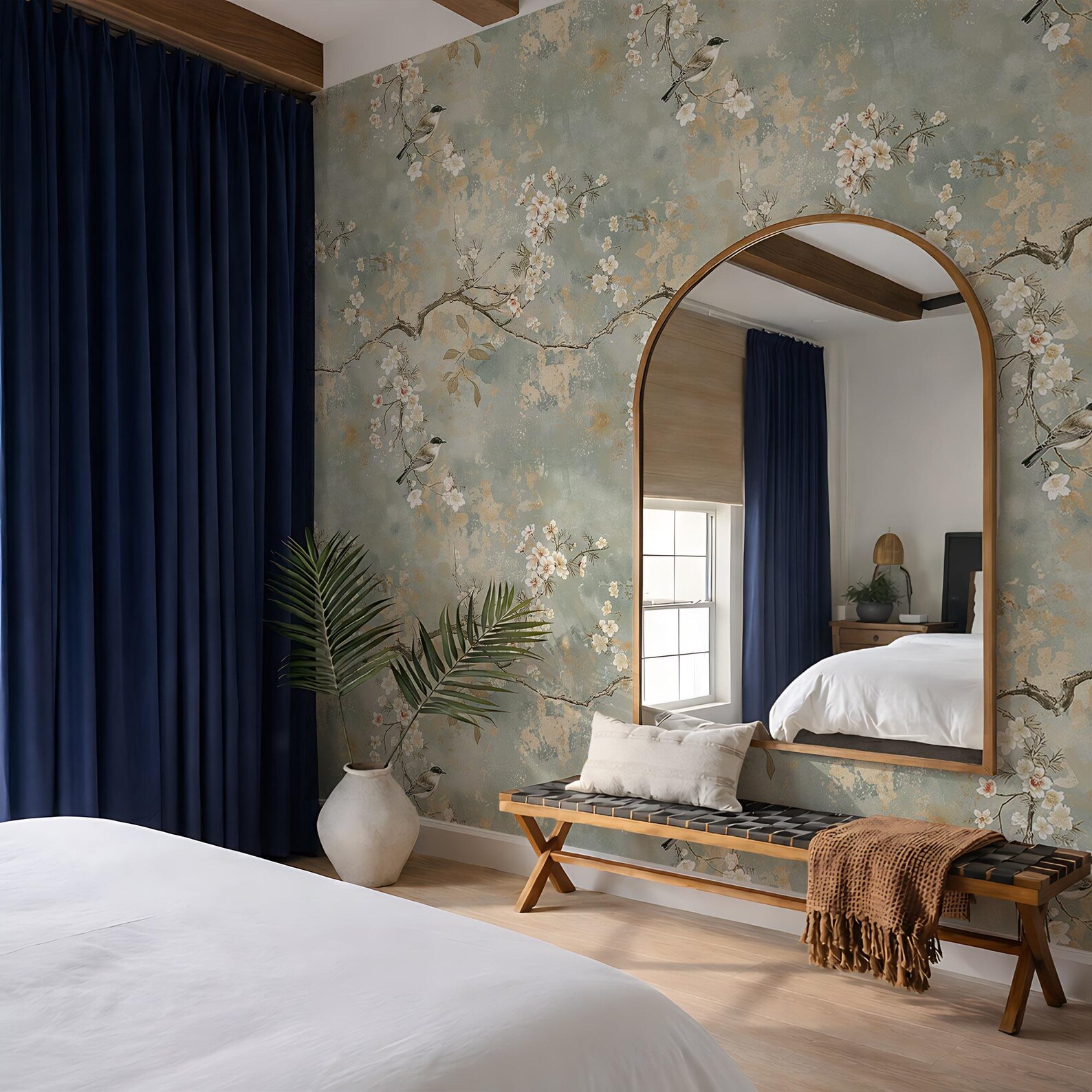 Cherry Blossom Wallpaper Chinoiserie Birds and Floral, Elegant ...