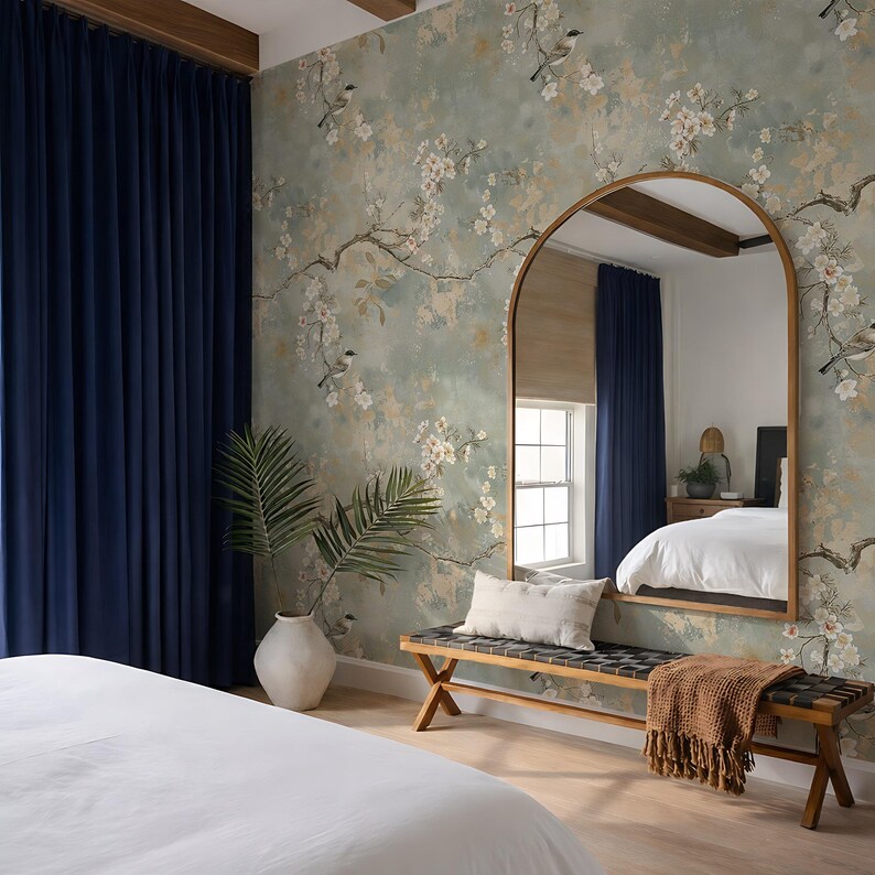 Cherry Blossom Wallpaper Chinoiserie Birds and Floral, Elegant ...