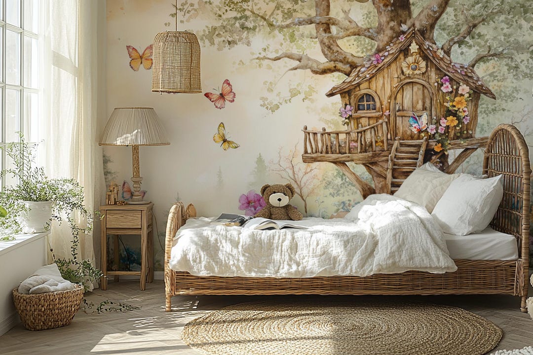 Fairy Tale Treehouse Wallpaper - Enchanted Forest Wall Mural With ...