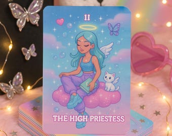 Y2K Ästhetische Tarotkarten | Pastell Glitter Tarot | Kaugummi Tarot Deck