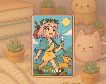 Kawaii Tarot Deck, Whimsical Anime Style Cards Pink Hair - The Wanderlight