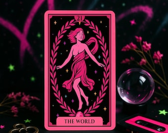 Deck de tarot électrique fuchsia - Jeu de divination envoûtant noir et rose audacieux