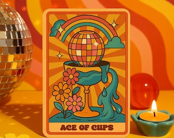 Cartes de tarot rétro funky des années 70 - Jeu de tarot disco groove
