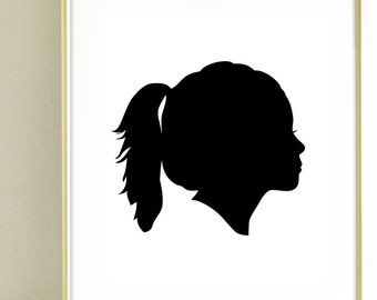 Face home decor, Custom Silhouette Art Print made from your photo, Children's Silhouette Print, Custom Face Silhouette Childrens Wall Art