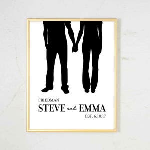 Couples Silhouette Art Print Personalized wedding gifts for couple Bridal Shower Gift Personalized Engagement Gift for couple Gift for bride