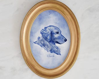 Golden retriever art, personalized pet portrait Vintage wall art, pet oil painting, cottagecore decor, Pet loss gift dog lover pet parent