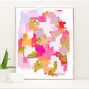 pink watercolor painting, pink abstract art, Pink and Gold Nursery Art, Girls Nursery Wall Art, Watercolor Nursery Art, girls decor