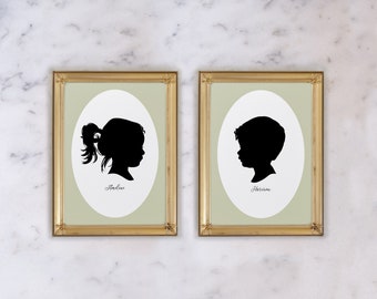 Custom Silhouette portrait Silhouette print child Custom family portrait Personalized mothers day for mom grandma gift for wife for aunt