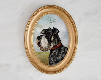 Vintage Schnauzer art Personalized gift for dog mom custom pet portrait dog oil painting pet memorial gift dog lover gift Christmas gift for