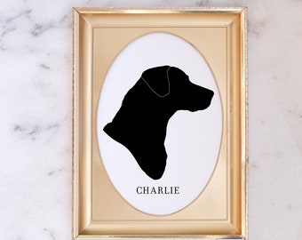 Custom pet portrait from a photo, Dog portrait, digital printable of dog, gift for dog mom, pet memorial gift, dog dad gift, silhouette dog