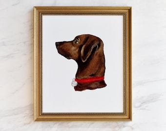 Chocolate Lab Dog Art Print Custom dog painting Dog portrait labrador retriever pet portrait from photo Pet loss gift memorial dog lover