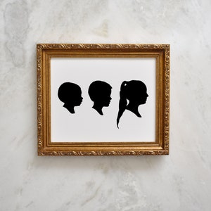 Silhouette portrait of child Custom family portrait children Custom portrait from photo Christmas gift for grandma personalized gift for mom