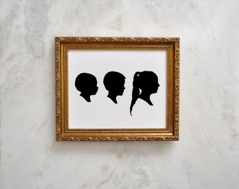 Silhouette portrait of child Custom family portrait children Custom portrait from photo Christmas gift for grandma personalized gift for mom