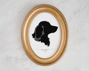 Dog portrait from photo Custom Pet Silhouette portrait Golden retriever print Mothers Day gift for pet parent dog mom gift dog nursery art