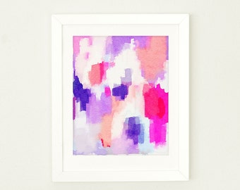 Watercolor Nursery Wall Art for Girls, Abstract Watercolor Art Print, Office Decor, purple girls Nursery Wall Art, Girls Coral Nursery Decor