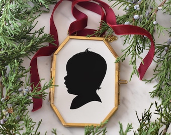 Personalized ornament Custom silhouette portrait printable Child silhouette Gift for mom Baby Ornament Christmas family Christmas ornament