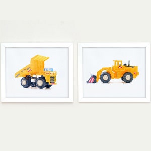 Construction truck prints, toddler room décor, truck wall art, construction wall art, prints for Boys Rooms, Nursery Decor, Baby Boy Art