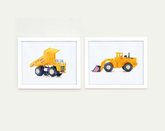 Construction truck prints, toddler room décor, truck wall art, construction wall art, prints for Boys Rooms, Nursery Decor, Baby Boy Art