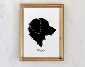 Custom pet portrait from a photo, Dog portrait, digital printable of dog, gift for dog mom, pet memorial gift, dog dad gift, silhouette dog