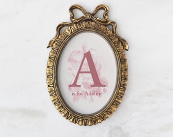 Girl nursery wall art Custom Initial Print Vintage Nursery print Baby Name Sign Personalized Nursery decor Pink baby shower gift custom name