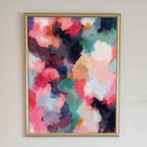 Colorful abstract watercolor print, Watercolor Abstract Art Print, Abstract Painting, Office Decor for Her, Pink Blue Wall Art, gift for her