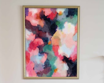 Colorful abstract watercolor print, Watercolor Abstract Art Print, Abstract Painting, Office Decor for Her, Pink Blue Wall Art, gift for her