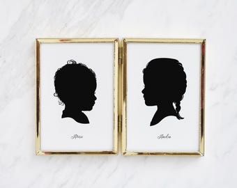 Personalized mothers day gift for mom or grandma Custom Silhouette portrait Silhouette print child Custom family portrait Girls room decor