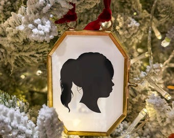 First Christmas Baby Ornament Custom Silhouette Portrait Ornament Hand Drawn my first christmas ornament child silhouette art photo ornament