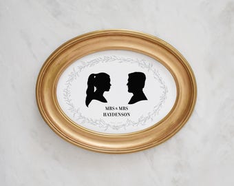 custom couple portrait unique wedding gift for couple faceless portrait newlywood gift ideas 1st wedding anniversary gift custom silhouette