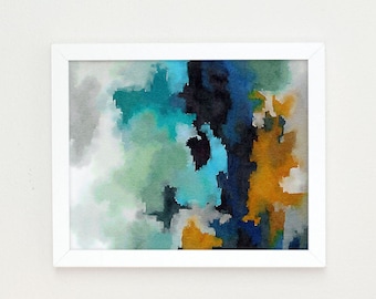 Abstract Print, Abstract Painting, Watercolor Art Nursery Art Print, Teal Wall Art, Blue Abstract Painting, Office decor for women, Ocean