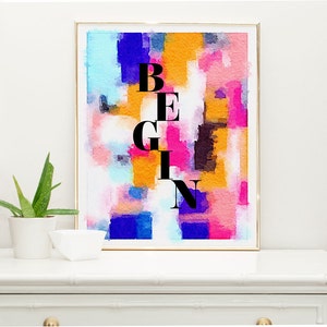Gift for coworker, Motivational Print, Office decor, pink watercolor print, Wall Decor, Blue Pink Office wall art, Inspirational Quote Print