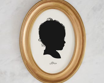 Custom Silhouette Portrait of child personalized first mother day gift for mom profile portrait timeless classic vintage style nursery decor