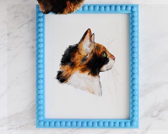 Tortie cat Custom cat portrait Pet portrait from photo Watercolor cat painting Mothers day gift from cat Pet loss gift cat lover personalize
