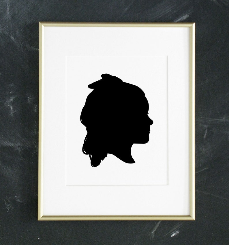 Custom Silhouette Print, portrait silhouette child, personalized wall art, christmas gift mom personalized kid silhouette grandparents gift image 4