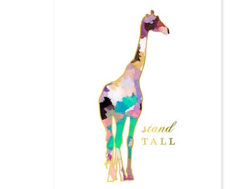 Safari Nursery Print, Girls Nursery Decor, Watercolor Nursery Art, Pink and Gold Nursery Decor, Giraffe Print, Animal Nursery Art