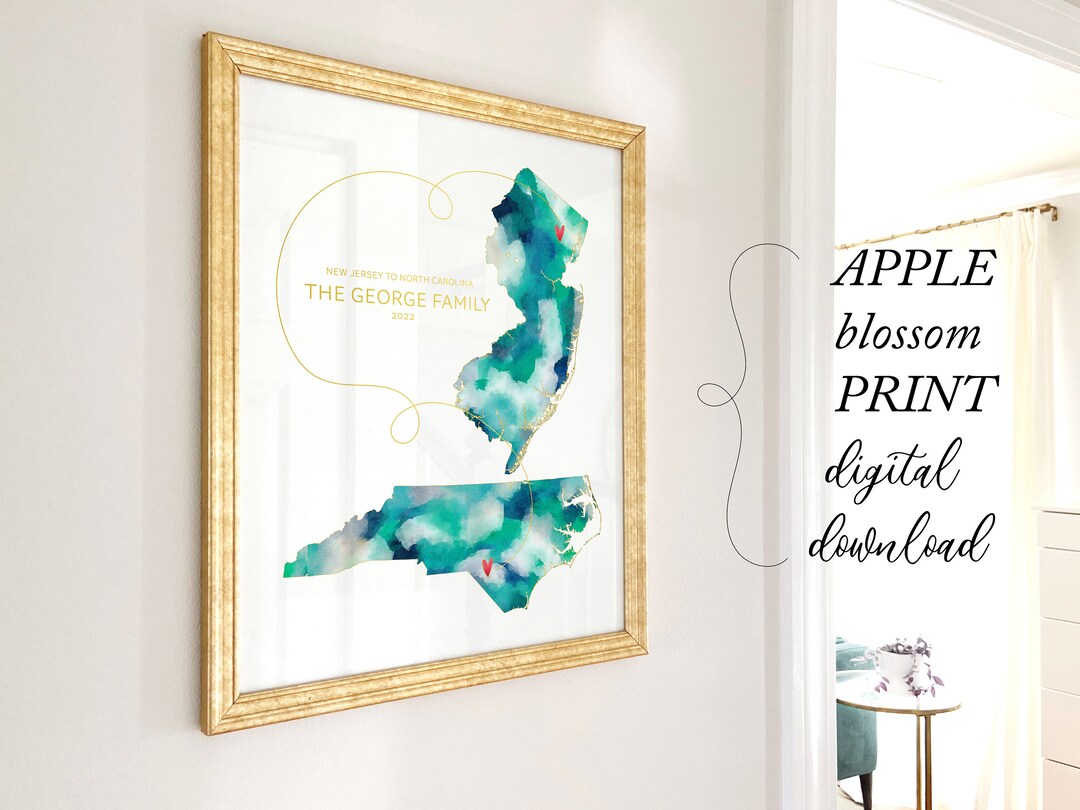 Printable Personalized Map Wall Art, Wedding Gift Map, Long Distance