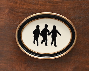 Custom Silhouette portrait vintage sketch full body illustration of children Custom portrait child full length silhouette personalized gift