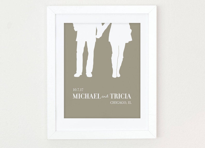 Personalized Wedding Gift for couple, Couples Silhouette, Navy Blue Wall Art Print, Personalized Couple Portrait, Wedding Bridal Shower Gift image 4