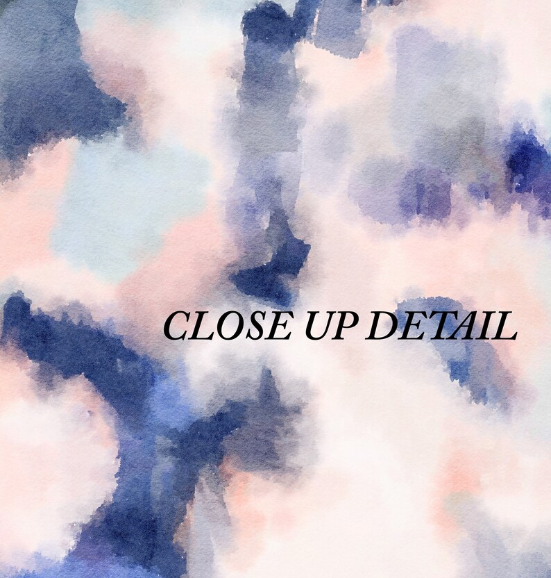 May include: Abstract watercolor painting with shades of blue, pink, and white. The painting has a soft, dreamy feel and is perfect for adding a touch of color to any room.