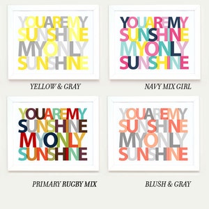 You Are My Sunshine Print, Nursery wall art Yellow and Gray, Nursery Decor, Nursery Wall Decor, You Make Me Happy When Skies Are Gray image 2