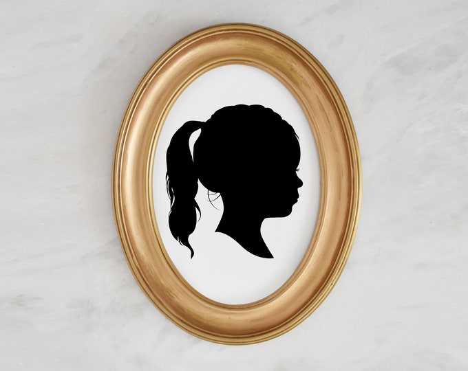 Featured listing image: Custom Silhouette portrait Silhouette print child Custom family portrait Personalized christmas gift for mom or grandma Girls room decor